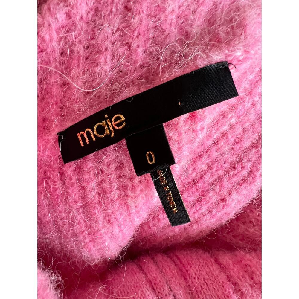 Maje Pink Myzip Wool Blend Cardigan Women's XS Casual Chic Minimalist Sweater - Picture 6 of 6